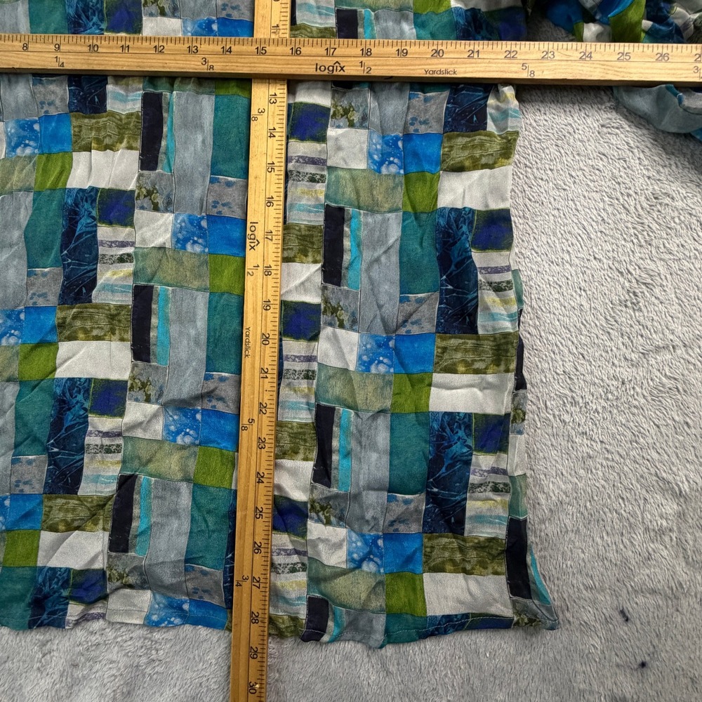NWT APNY XXL Blue Green Mix Print V Neck Top 3/4 Sleeve Cupro Viscose - Picture 5 of 9